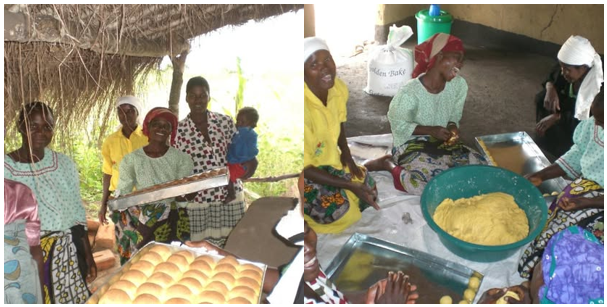 Malawian women making food